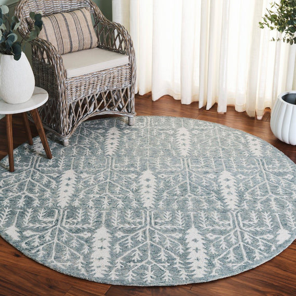 Safavieh Jardin Elegant Hand-tufted Area Rug With Botanical Design For Timeless Home Decor And Comfort Blue ,Ivory 80% Wool 10% Cotton Jar852m-3