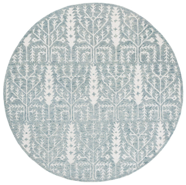 Safavieh Jardin Elegant Hand-tufted Area Rug With Botanical Design For Timeless Home Decor And Comfort Blue ,Ivory 80% Wool 10% Cotton Jar852m-3