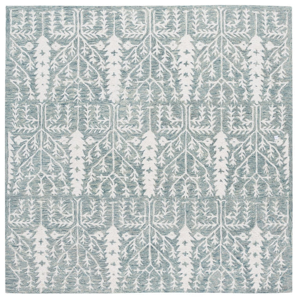 Safavieh Jardin Hand-tufted Runner Rug - Elegant Forestry Design For Timeless Luxury In Your Home Decor Blue ,Ivory 80% Wool 10% Cotton Jar852m-6sq