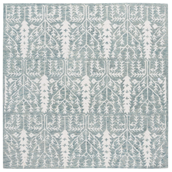 Safavieh Jardin Elegant Hand-tufted Area Rug With Botanical Design For Timeless Home Decor And Comfort Blue ,Ivory 80% Wool 10% Cotton Jar852m-3