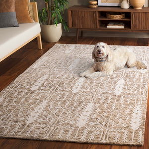 Safavieh Jardin Elegant Hand-tufted Area Rug With Botanical Design For Timeless Home Decor And Comfort Light Brown ,Ivory 80% Wool 10% Cotton Jar852t-9