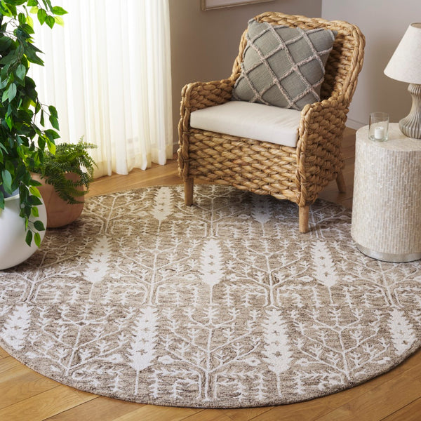 Safavieh Jardin Elegant Hand-tufted Area Rug With Botanical Design For Timeless Home Decor And Comfort Light Brown ,Ivory 80% Wool 10% Cotton Jar852t-9