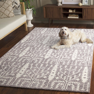 Safavieh Jardin Hand-tufted Runner Rug - Elegant Forestry Design For Timeless Luxury In Your Home Decor Purple ,Ivory 80% Wool 10% Cotton Jar852v-5