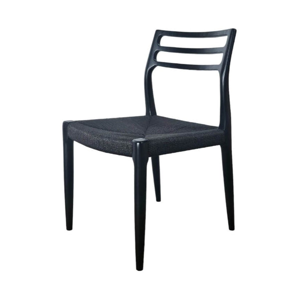 Lh Imports Java Dining Chair - Elegant Solid Ash Wood Frame With Hand-woven Design For Timeless Décor Black Ash Wood,Black Dyed Paper Rope Jav025-blk