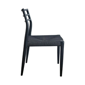 Lh Imports Java Dining Chair - Elegant Solid Ash Wood Frame With Hand-woven Design For Timeless Décor Black Ash Wood,Black Dyed Paper Rope Jav025-blk