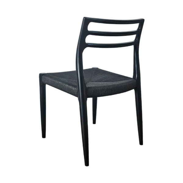 Lh Imports Java Dining Chair - Elegant Solid Ash Wood Frame With Hand-woven Design For Timeless Décor Black Ash Wood,Black Dyed Paper Rope Jav025-blk