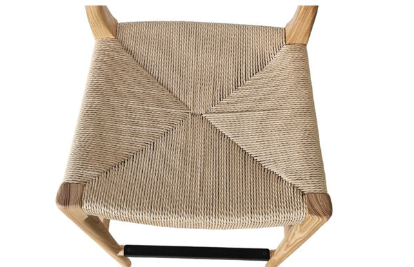 Lh Imports Java Counter Stool - Elegant Hand-woven Design With Solid Ash Frame For Stylish Home Decor Brown Ash Wood,Natural Paper Rope,Metal Jav026-nat