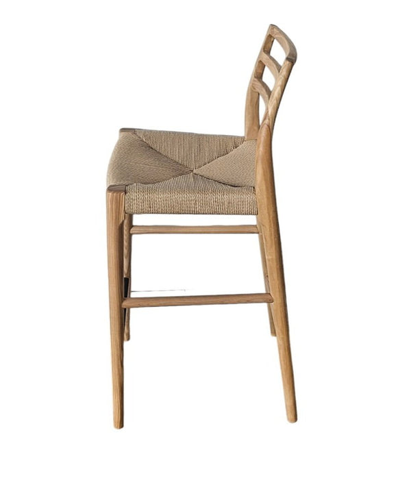 Lh Imports Java Counter Stool - Elegant Hand-woven Design With Solid Ash Frame For Stylish Home Decor Brown Ash Wood,Natural Paper Rope,Metal Jav026-nat