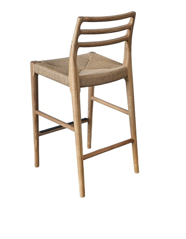Lh Imports Java Counter Stool - Elegant Hand-woven Design With Solid Ash Frame For Stylish Home Decor Brown Ash Wood,Natural Paper Rope,Metal Jav026-nat