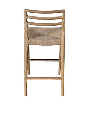 Lh Imports Java Counter Stool - Elegant Hand-woven Design With Solid Ash Frame For Stylish Home Decor Brown Ash Wood,Natural Paper Rope,Metal Jav026-nat