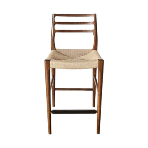 Lh Imports Java Counter Stool - Elegant Hand-woven Design With Solid Ash Frame For Stylish Home Decor Brown Ash Wood,Natural Paper Rope,Metal Jav026-wal