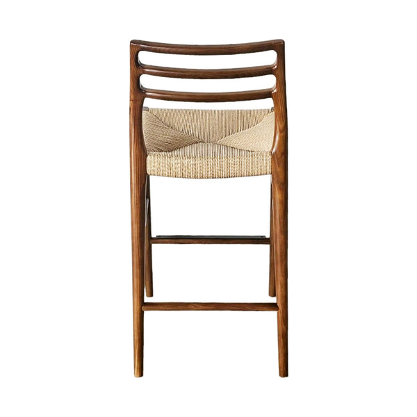 Lh Imports Java Counter Stool - Elegant Hand-woven Design With Solid Ash Frame For Stylish Home Decor Brown Ash Wood,Natural Paper Rope,Metal Jav026-wal