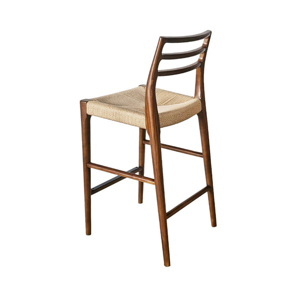 Lh Imports Java Counter Stool - Elegant Hand-woven Design With Solid Ash Frame For Stylish Home Decor Brown Ash Wood,Natural Paper Rope,Metal Jav026-wal