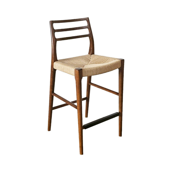 Lh Imports Java Counter Stool - Elegant Hand-woven Design With Solid Ash Frame For Stylish Home Decor Brown Ash Wood,Natural Paper Rope,Metal Jav026-wal