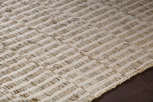 Chandra Rugs Hand-woven Luxurious Reversible Rug – Handmade Leather & Cotton Blend For Stylish Home Decor Grey,Tan Leather,Cotton Jaz17001-2676