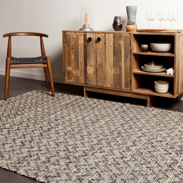 Chandra Rugs Hand-woven Reversible Rug - Artisan Crafted, Luxurious Leather & Jute Blend For Stylish Home Décor Tan,Grey Leather,Cotton,Jute Jaz17002-2676