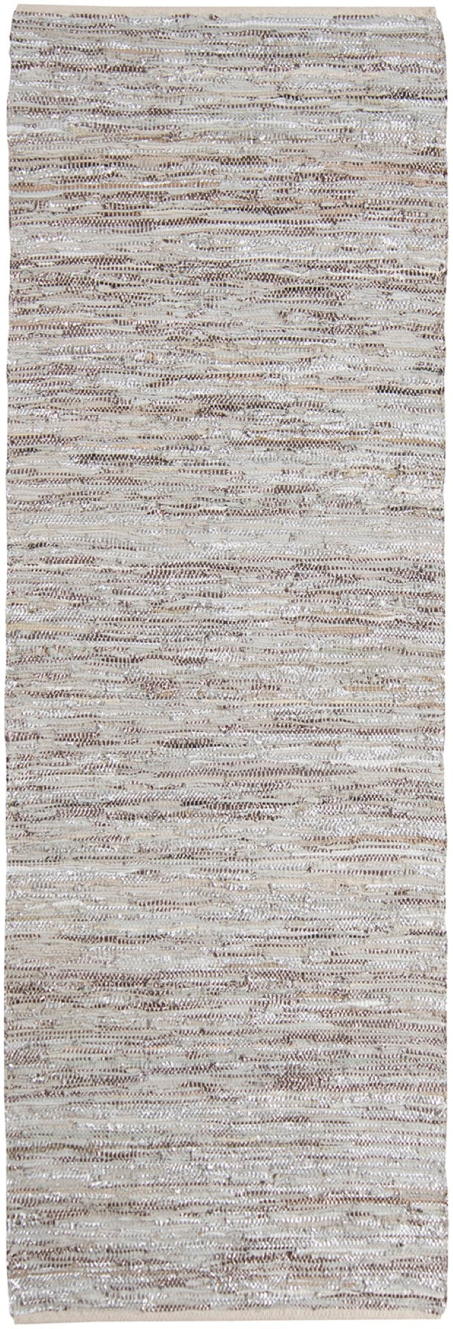 Chandra Rugs Hand-woven Contemporary Reversible Rug - Luxurious Leather & Cotton Blend For Versatile Elegance Silver,Grey,Tan Leather,Cotton Jaz17005-2676