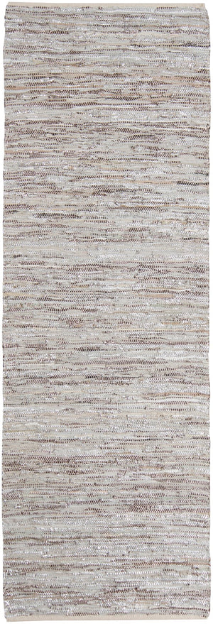 Chandra Rugs Hand-woven Contemporary Reversible Rug - Luxurious Leather & Cotton Blend For Versatile Elegance Silver,Grey,Tan Leather,Cotton Jaz17005-2676