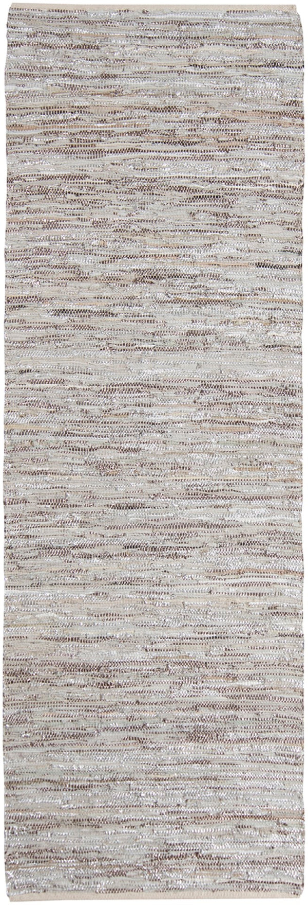 Chandra Rugs Hand-woven Contemporary Reversible Rug - Luxurious Leather & Cotton Blend For Versatile Elegance Silver,Grey,Tan Leather,Cotton Jaz17005-2676