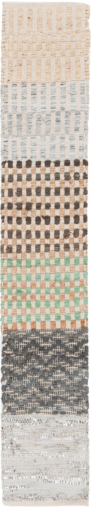 Chandra Rugs Hand-woven Contemporary Reversible Rug - Luxurious Leather & Cotton Blend For Versatile Elegance Silver,Grey,Tan Leather,Cotton Jaz17005-2676