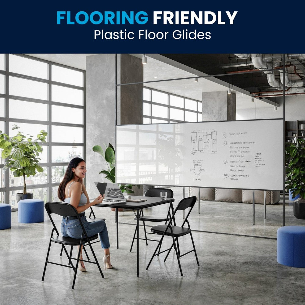 English Elm Madison 5-Piece Folding Card Table and Chair Set for Game Nights, Gatherings & Extra Seating Black 33.5"W x 33.5"D x 27.75"H JB-1-GG