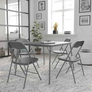 English Elm Madison 5-Piece Folding Card Table and Chair Set for Game Nights, Gatherings & Extra Seating Gray 33.5"W x 33.5"D x 27.75"H JB-1-GY-GG