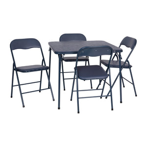 English Elm Madison 5-Piece Folding Card Table and Chair Set for Game Nights, Gatherings & Extra Seating Navy 33.5"W x 33.5"D x 27.75"H JB-1-NV-GG