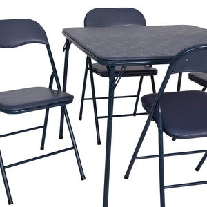 English Elm Madison 5-Piece Folding Card Table and Chair Set for Game Nights, Gatherings & Extra Seating Navy 33.5"W x 33.5"D x 27.75"H JB-1-NV-GG