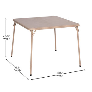 English Elm Madison 5-Piece Folding Card Table and Chair Set for Game Nights, Gatherings & Extra Seating Tan 33.5"W x 33.5"D x 27.75"H JB-1-TAN-GG