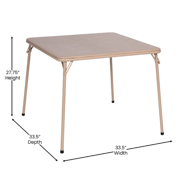 English Elm Madison 5-Piece Folding Card Table and Chair Set for Game Nights, Gatherings & Extra Seating Tan 33.5"W x 33.5"D x 27.75"H JB-1-TAN-GG