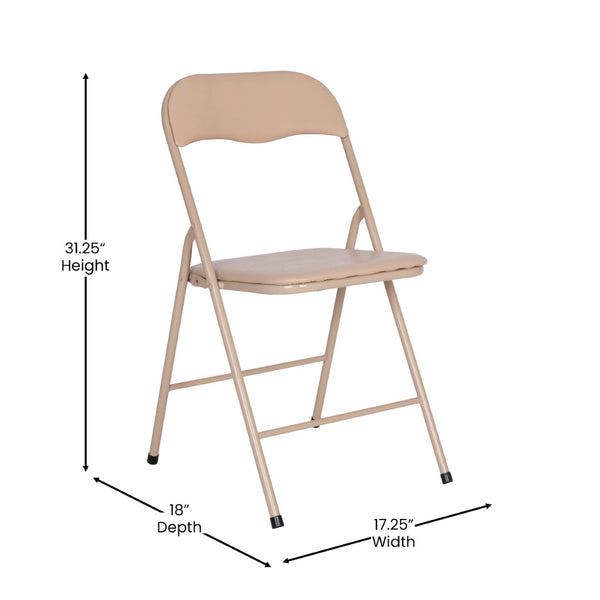 English Elm Madison 5-Piece Folding Card Table and Chair Set for Game Nights, Gatherings & Extra Seating Tan 33.5"W x 33.5"D x 27.75"H JB-1-TAN-GG