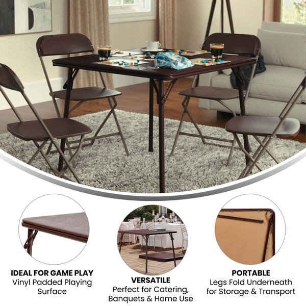 English Elm Madelyn Folding Card Table for 4 - Versatile, Lightweight Design for Game Nights and Dining Events Brown 33.5"W x 33.5"D x 27.75"H JB-2-BR-GG
