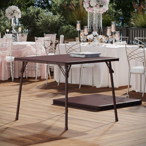 English Elm Madelyn Folding Card Table for 4 - Versatile, Lightweight Design for Game Nights and Dining Events Brown 33.5"W x 33.5"D x 27.75"H JB-2-BR-GG