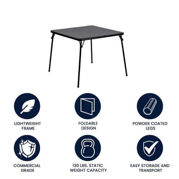 English Elm Madelyn Folding Card Table for 4 - Versatile, Lightweight Design for Game Nights and Dining Events Black 33.5"W x 33.5"D x 27.75"H JB-2-GG