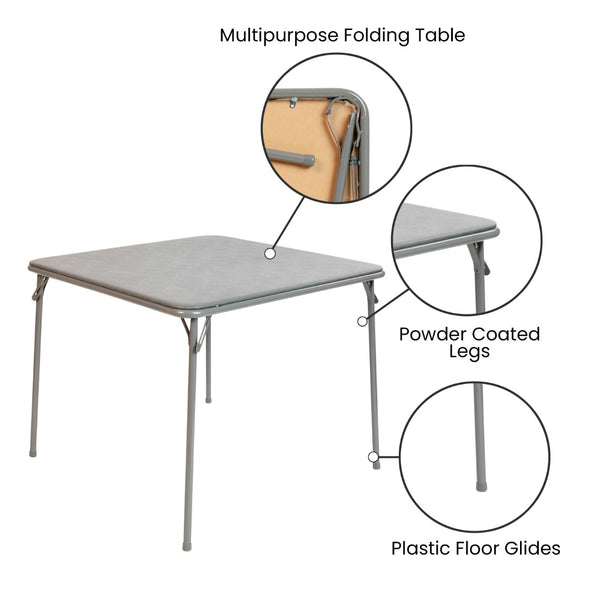 English Elm Madelyn Folding Card Table for 4 - Versatile, Lightweight Design for Game Nights and Dining Events Gray 33.5"W x 33.5"D x 27.75"H JB-2-GY-GG
