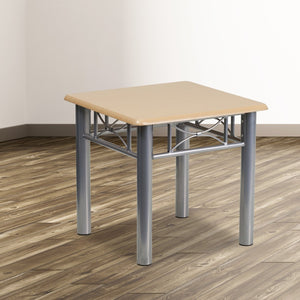 English Elm Troy Compact Natural Laminate End Table with Sleek Silver Steel Frame for Modern Spaces and More JB-6-END-NAT-GG