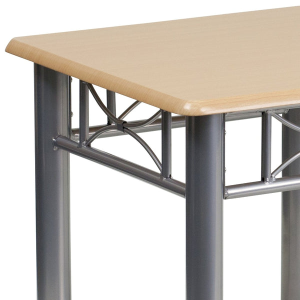 English Elm Troy Compact Natural Laminate End Table with Sleek Silver Steel Frame for Modern Spaces and More JB-6-END-NAT-GG
