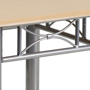 English Elm Troy Compact Natural Laminate End Table with Sleek Silver Steel Frame for Modern Spaces and More JB-6-END-NAT-GG