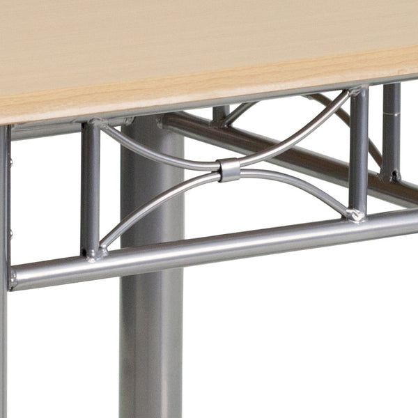 English Elm Troy Compact Natural Laminate End Table with Sleek Silver Steel Frame for Modern Spaces and More JB-6-END-NAT-GG