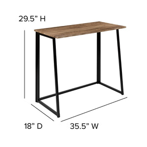 English Elm Walker Small Rustic Natural Folding Computer Desk - Compact, Stylish Workspace for Home & Office JB-YJ354D-GG