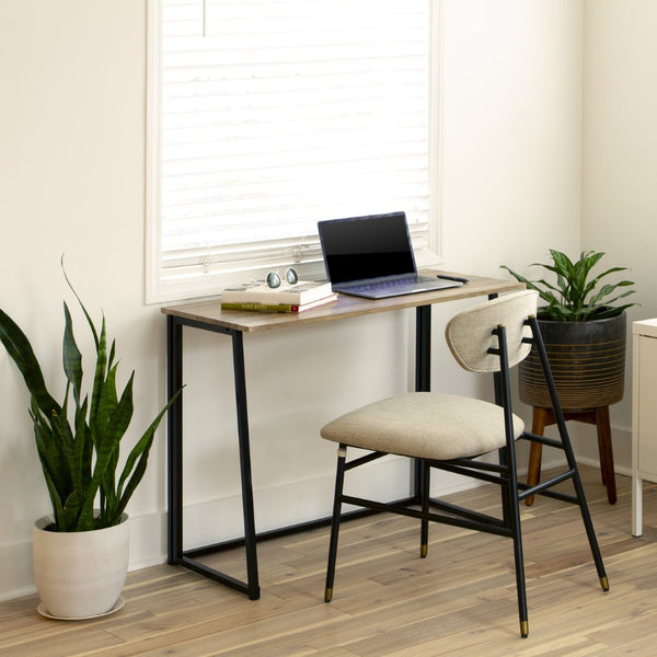 English Elm Walker Small Rustic Natural Folding Computer Desk - Compact, Stylish Workspace for Home & Office JB-YJ354D-GG