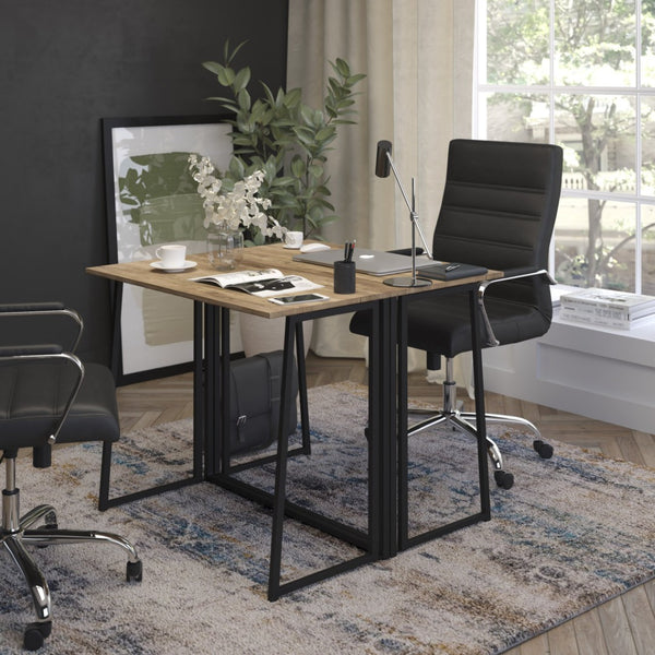 English Elm Walker Small Rustic Natural Folding Computer Desk - Compact, Stylish Workspace for Home & Office JB-YJ354D-GG