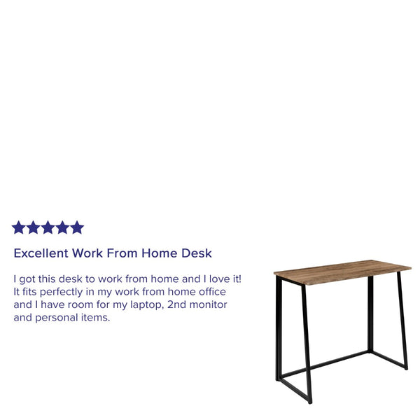 English Elm Walker Small Rustic Natural Folding Computer Desk - Compact, Stylish Workspace for Home & Office JB-YJ354D-GG