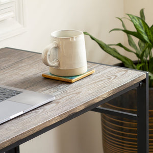 English Elm Walker Rustic Industrial Folding Computer Desk - Compact, Space-Saving Workstation for Home & Office JB-YJ354F-GG