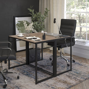 English Elm Walker Rustic Industrial Folding Computer Desk - Compact, Space-Saving Workstation for Home & Office JB-YJ354F-GG