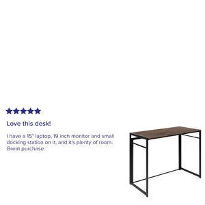 English Elm Walker Rustic Industrial Folding Computer Desk - Compact, Space-Saving Workstation for Home & Office JB-YJ354F-GG
