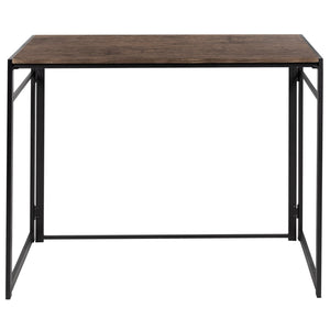 English Elm Walker Rustic Industrial Folding Computer Desk - Compact, Space-Saving Workstation for Home & Office JB-YJ354F-GG