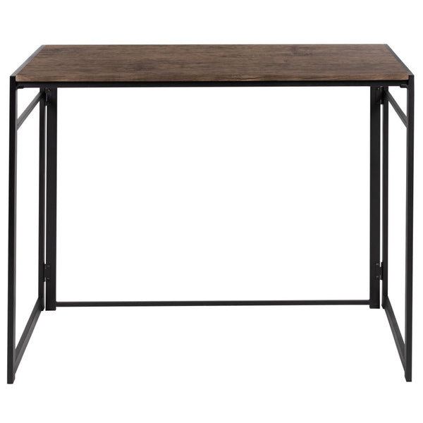 English Elm Walker Rustic Industrial Folding Computer Desk - Compact, Space-Saving Workstation for Home & Office JB-YJ354F-GG
