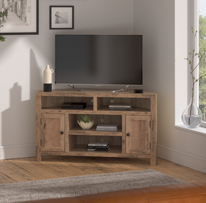 Legends Furniture Bridgevine Home Joshua Creek 52 Inch Corner Tv Stand For Tvs Up To 55 Inches, No Assembly Required, Barnwood Finish Aged Whiskey, Brown Knotty Alder Solids And Veneers Jc1213.Bnw