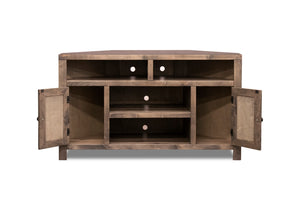 Legends Furniture Bridgevine Home Joshua Creek 52 Inch Corner Tv Stand For Tvs Up To 55 Inches, No Assembly Required, Barnwood Finish Aged Whiskey, Brown Knotty Alder Solids And Veneers Jc1213.Bnw